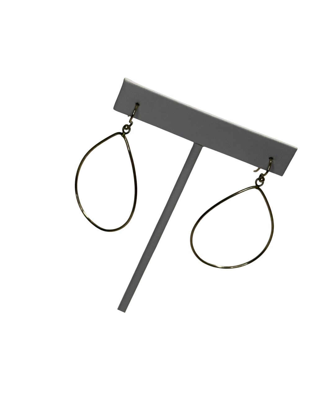 Gold Tone Open Teardrop Wire Dangle Earrings French Hook 2.5 Drop